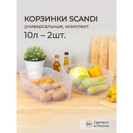 Комплект корзинок Econova SCANDI 10л - 2шт. прозрачный