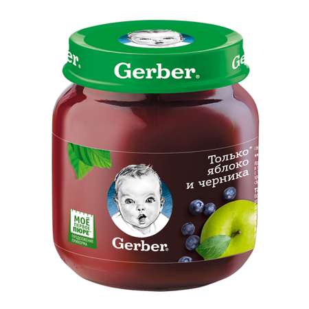 Пюре Gerber яблоко и черника 130г с 6месяцев