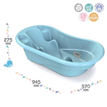 Ванночка для купания KidWick Лайнер с термометром Голубой-Темно-голубой