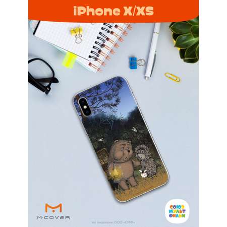 Силиконовый чехол Mcover для смартфона Apple iPhone X XS Союзмультфильм Ежик в тумане и медвежонок