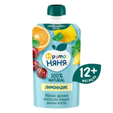 Напиток ФрутоНяня яблоко-черноплодная рябина-апельсин-вишня-лимон-мята 130мл с 1года