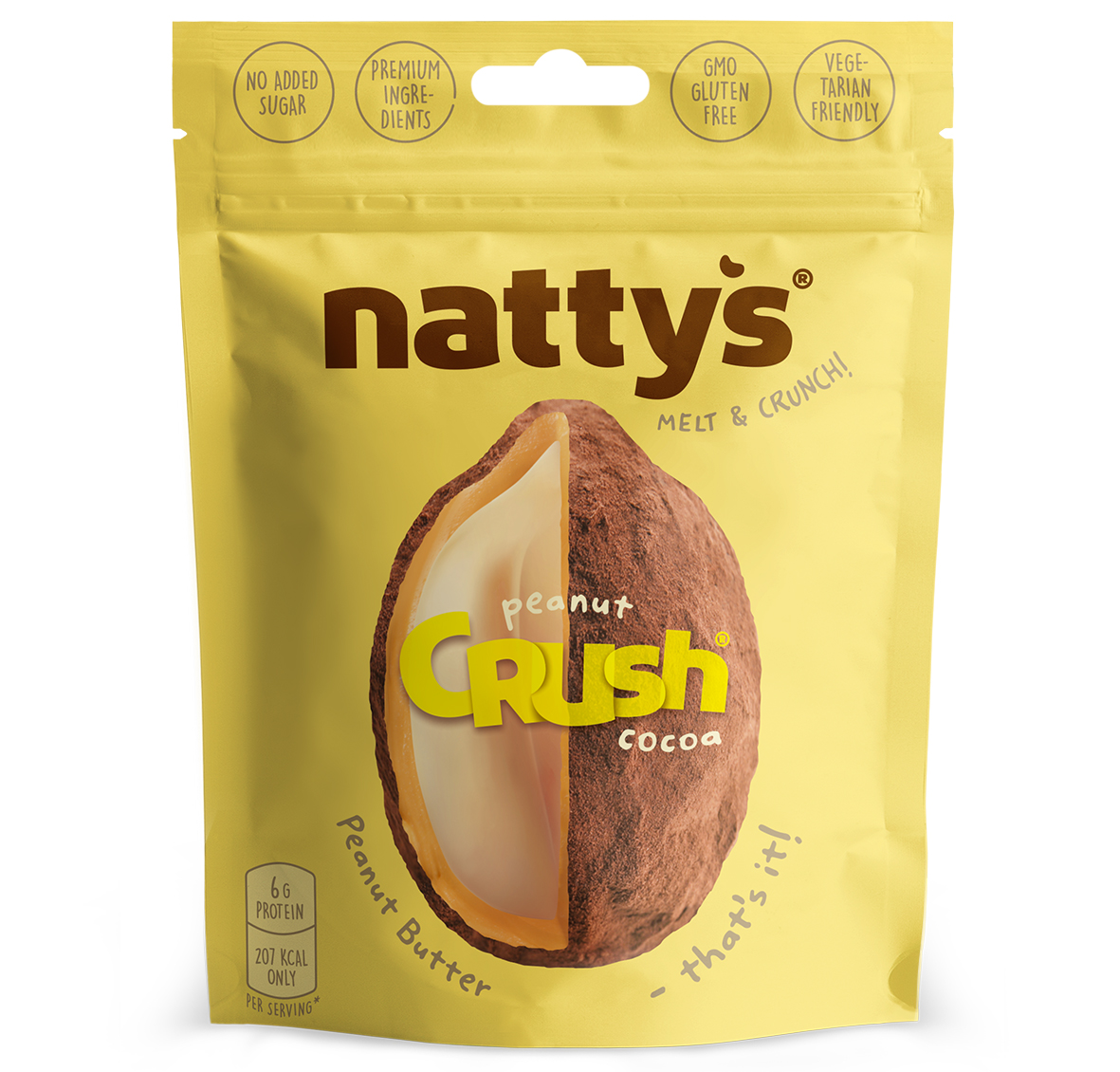 Драже ореховое Nattys CRUSH Peanut с арахисом в арахисовой пасте и какао 80 гр - фото 1