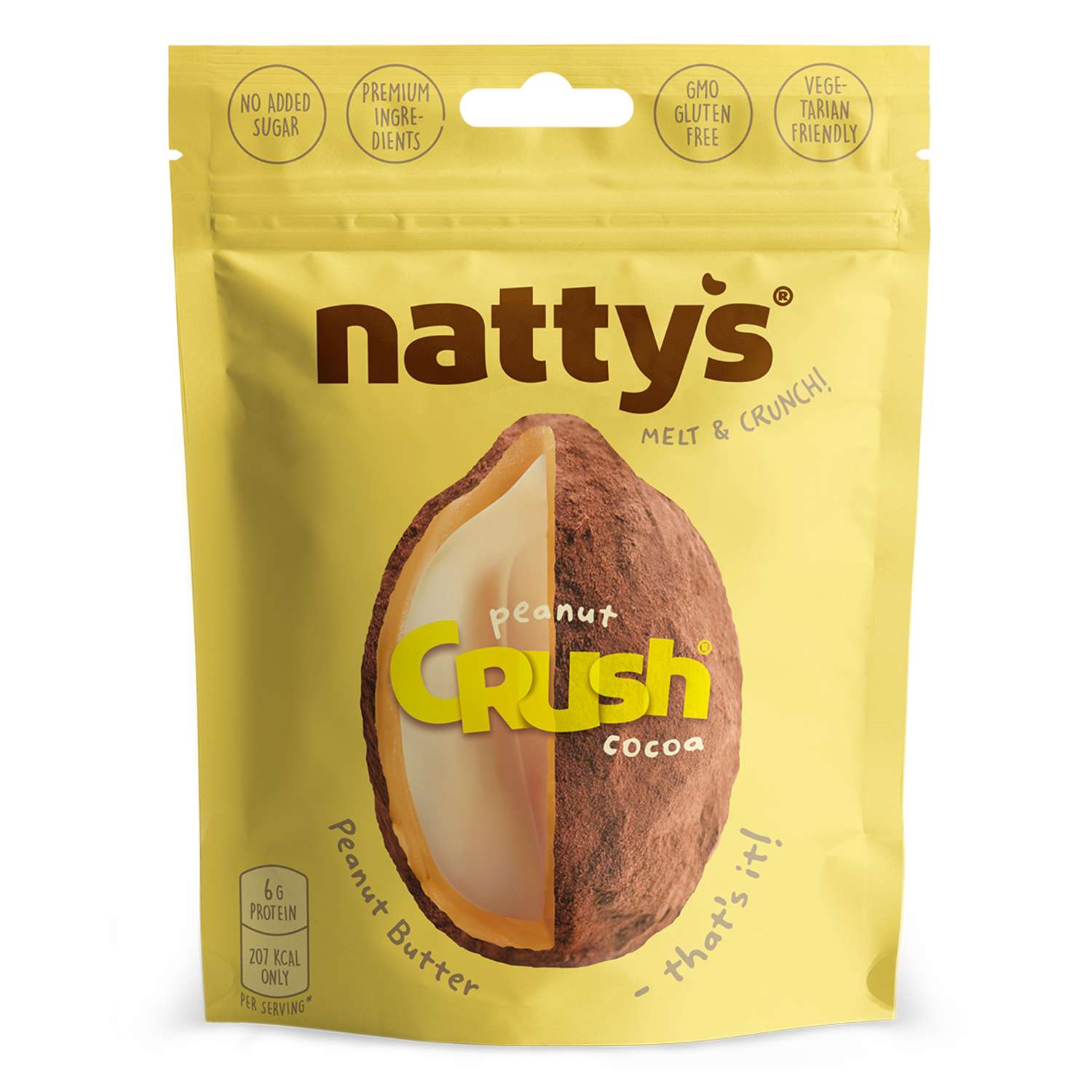 Драже ореховое Nattys CRUSH Peanut с арахисом в арахисовой пасте и какао 80 гр - фото 1