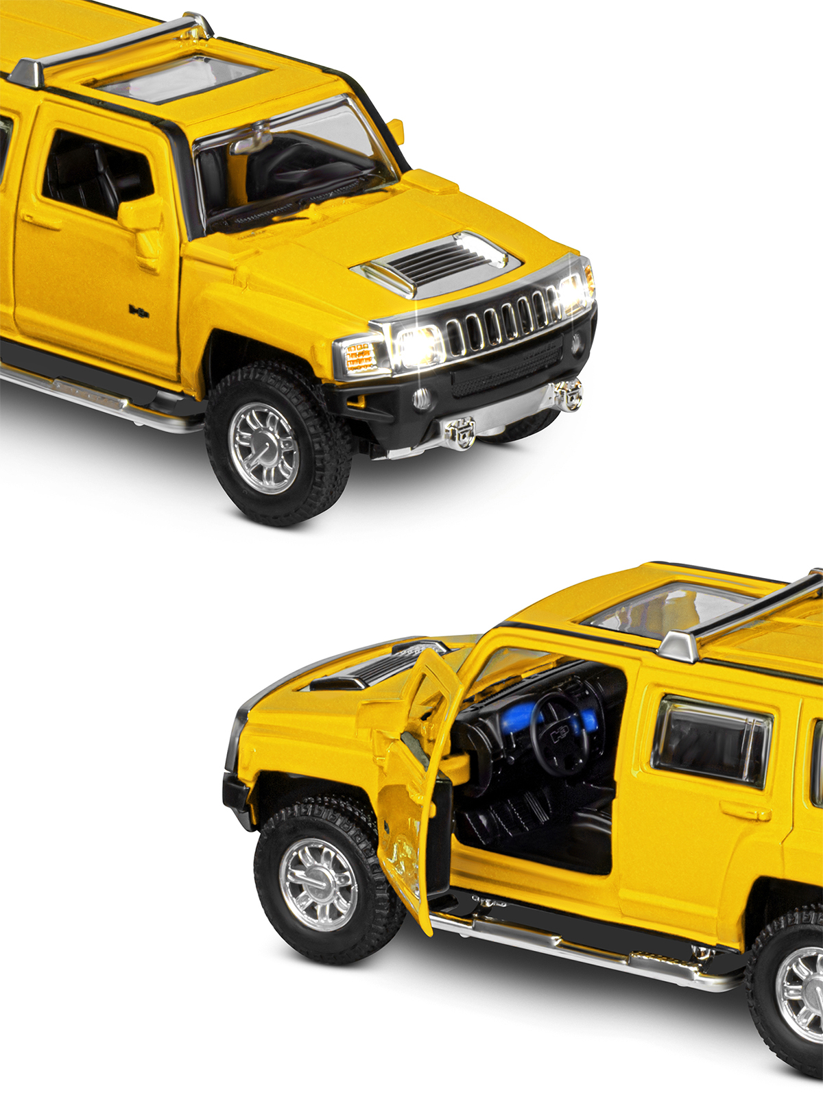 Внедорожник АВТОпанорама Hummer 1:32 инерционный желтый JB1251294 - фото 8