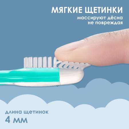 Прорезыватель грызунок детский KUNDER зубная щетка массажер для десен силиконовый для новорожденных бирюзовый