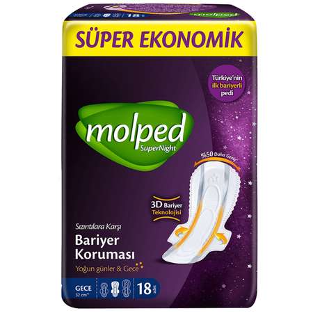 Гигиенические прокладки Molped Supernight extra long ночные 32 см 18 шт