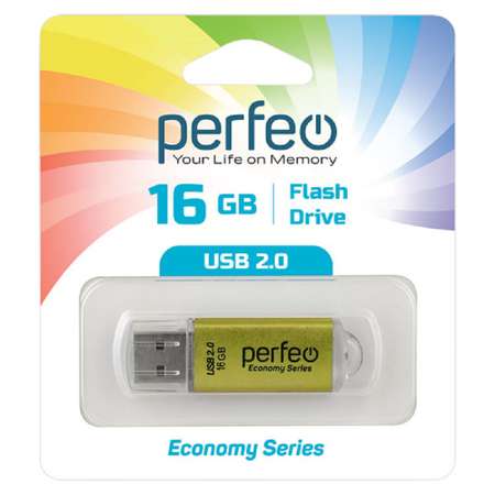 USB флешка Perfeo 16GB E01 Gold economy series