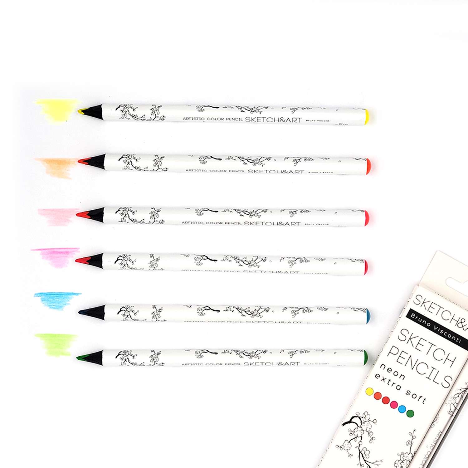 Скетч-карандаши цветные Bruno Visconti SKETCH ART утолщенные Неоновые 6 цветов - фото 3