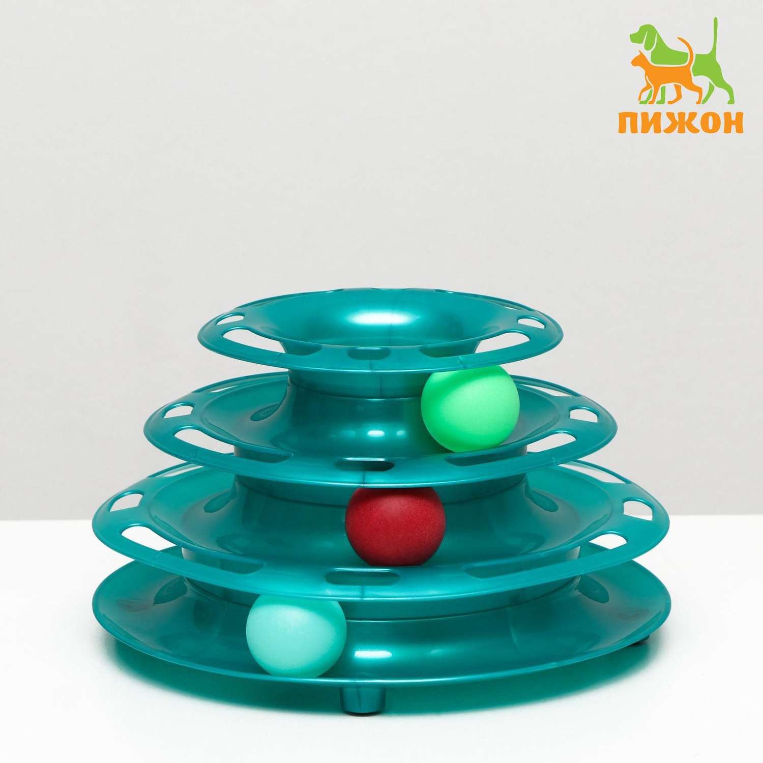 Игровой комплекс Пижон для кошек с 3 шарами бирюзовый перламутр - фото 2