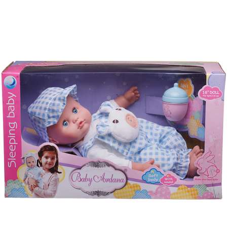 Кукла-пупс ABTOYS Baby Ardana 40см в конбинезоне Олененок с бутылочкой в коробке