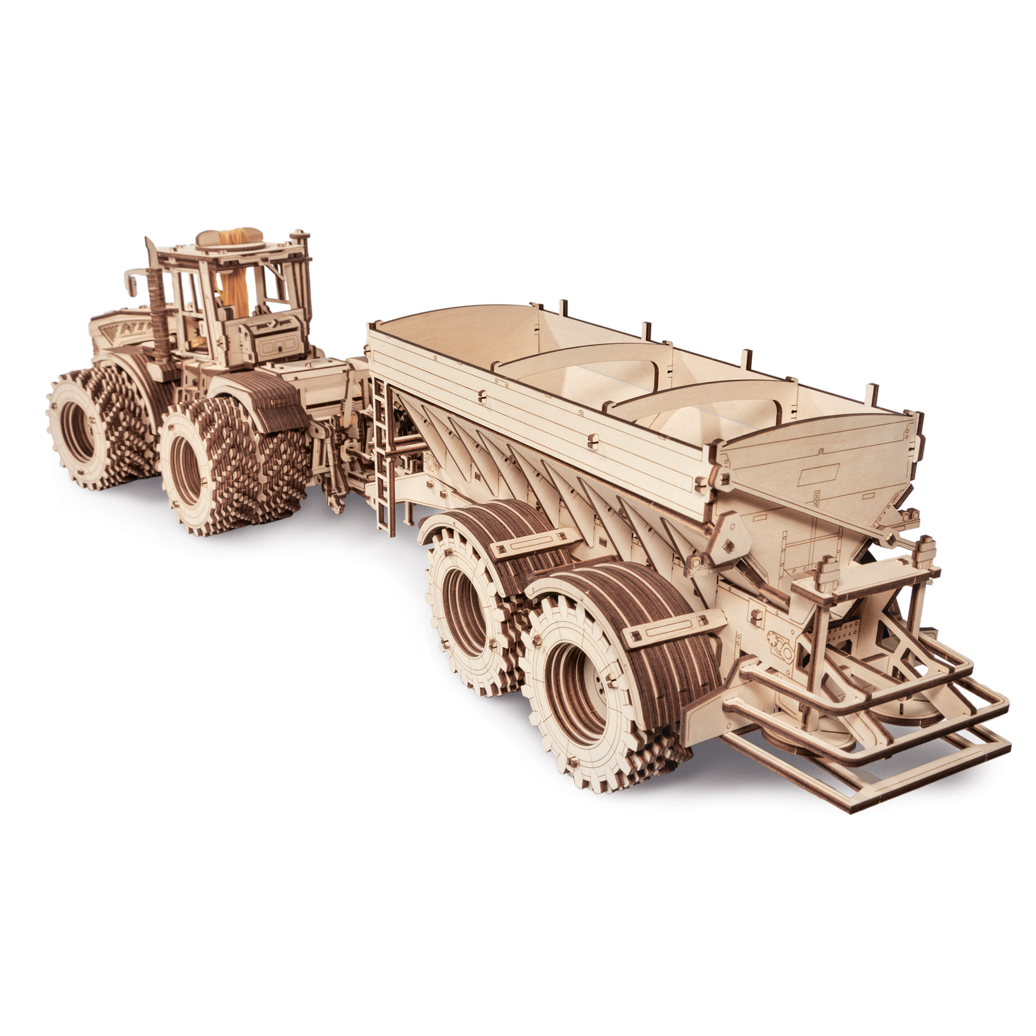 Конструктор деревянный 3D Eco Wood Art Прицеп к трактору КИРОВЕЦ К-7М - фото 2