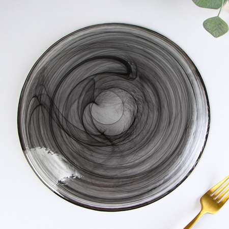 Тарелка Sima-Land стеклянная обеденная «Дымка» d=26 5 см цвет серый