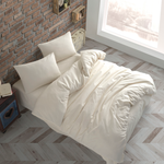 Комплект постельного белья ATLASPLUS размер ЕВРО ранфорс хлопок цвет кремовый