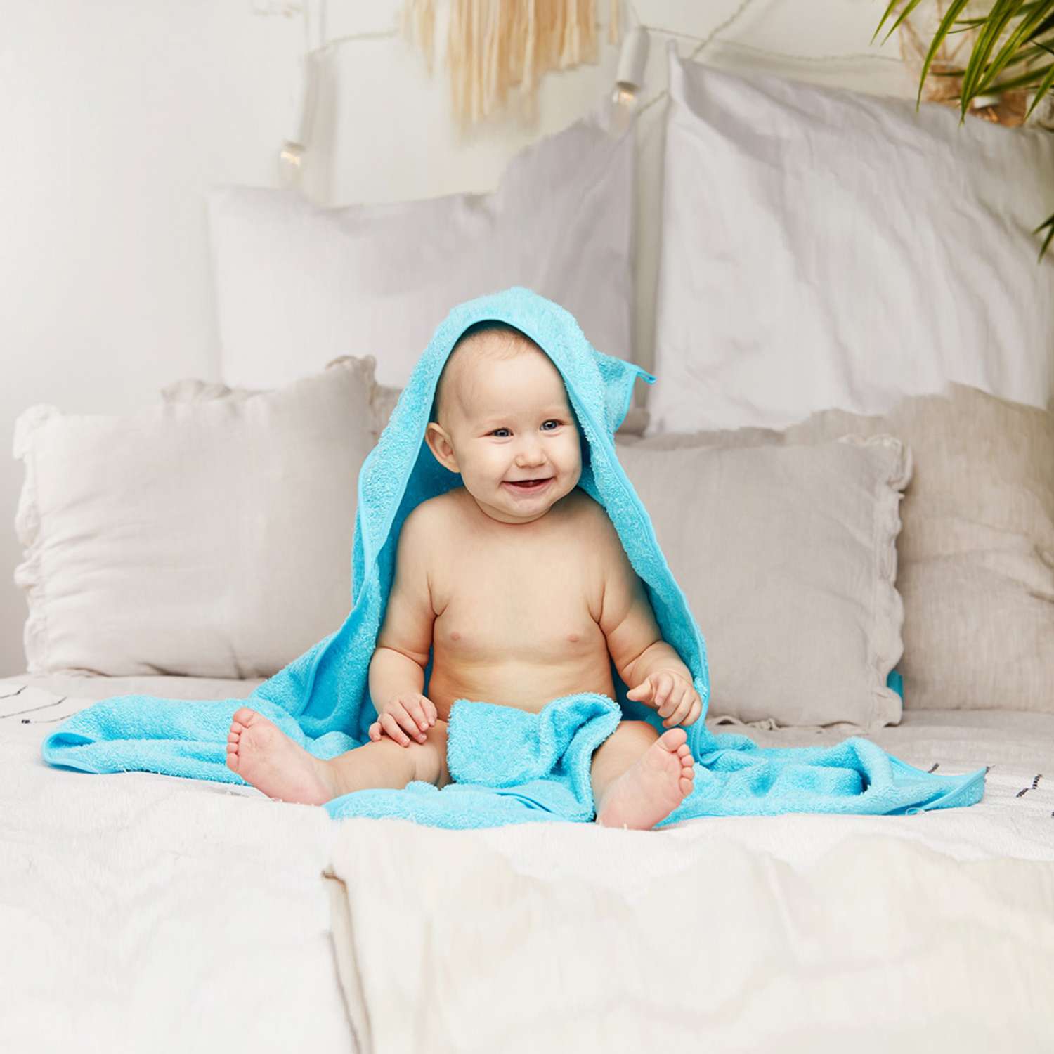 Комплект для купания Forsalon Махровый полотенце и варежка цвет голубой - фото 4