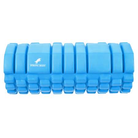 Ролик массажный STRONG BODY спортивный для фитнеса МФР йоги и пилатеса 33х14 см синий