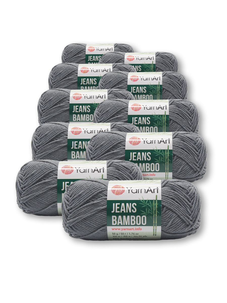 Пряжа для вязания YarnArt Jeans bamboo 50 гр 150 м бамбук полиакрил мягкая матовая 10 мотков 128 серый - фото 3
