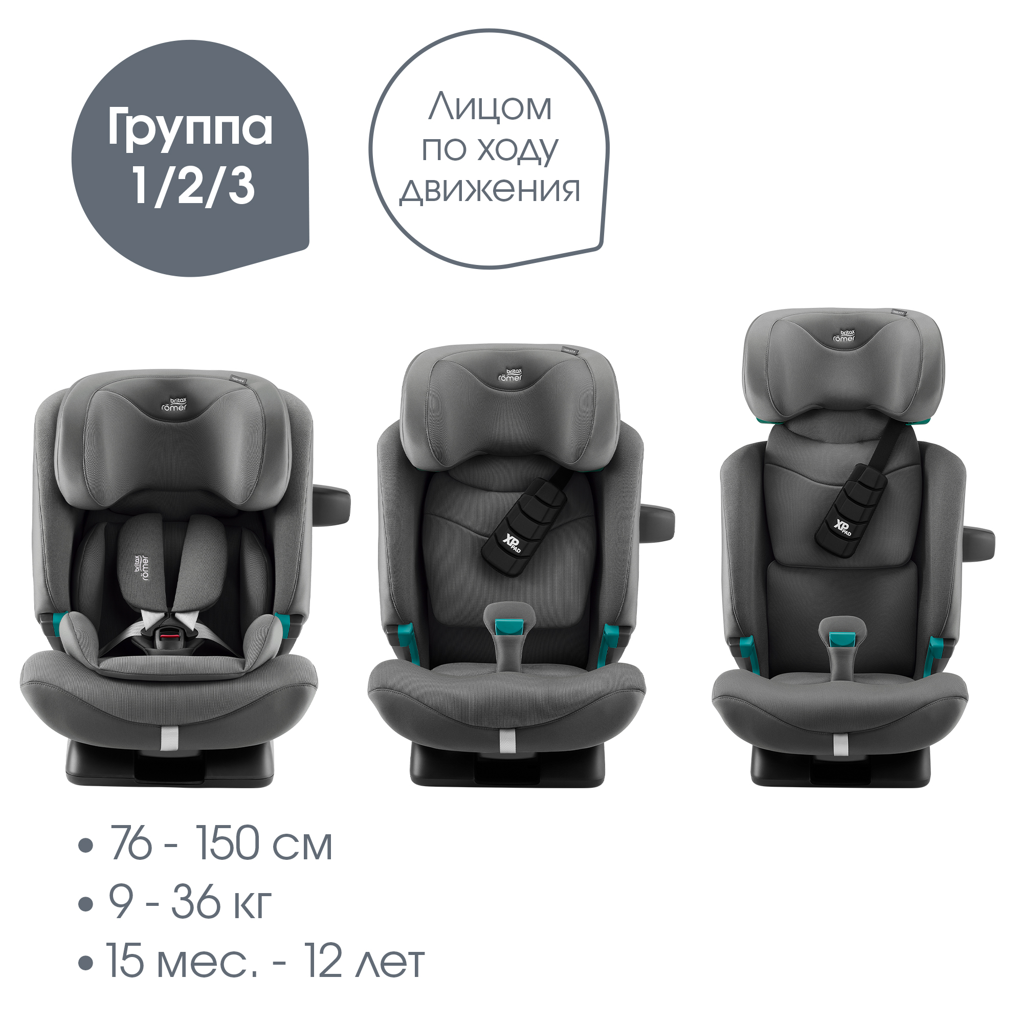 Детское автокресло Britax Roemer Advansafix Pro Style Mineral Grey с 15 месяцев до 12 лет рост 76 - 150 см - фото 2