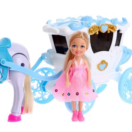 Карета Happy Valley для кукол «Сказка» с куклой лошадь ходит свет звук