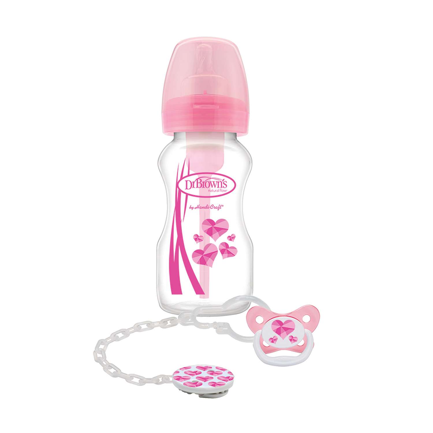Набор бутылочек Dr Brown's антиколиковых с широким горлышком подарочный 4предмета Розовый WB91306 - фото 1