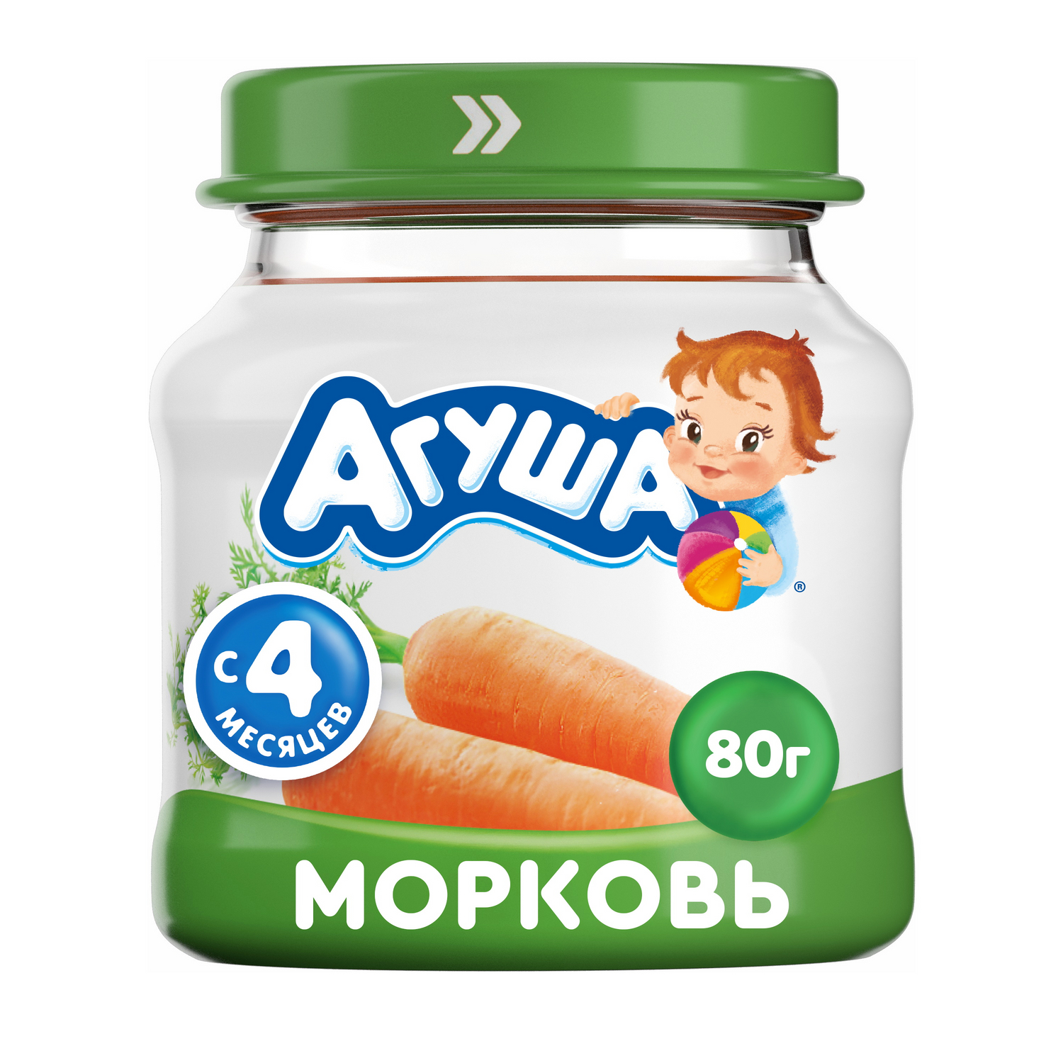 Пюре овощное Агуша Морковь с 4 месяцев, 80 г