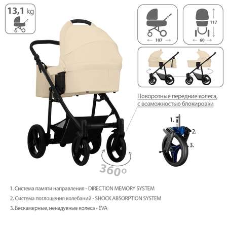 Коляска 2в1 Bebetto Explorer 02 шасси Черное