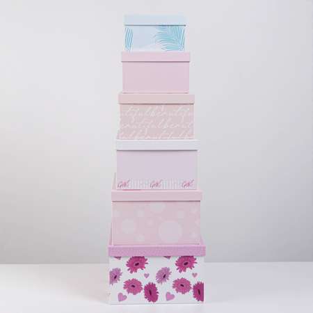 Набор коробок Дарите Счастье подарочных 6 в 1 «Girls» 20 х 12.5 х 7.5 ‒ 32.5 х 20 х 12.5 см