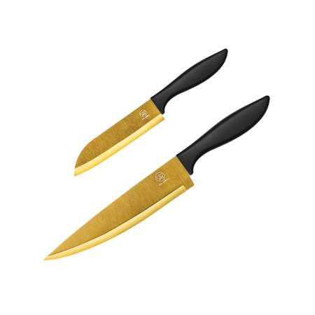 Набор ножей Elan Gallery 2 шт Золото с защитными пластиковыми чехлами