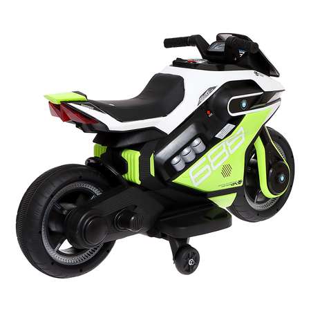 Электромобиль Sima-Land «Мотоцикл» 1 мотор кожаное сидение цвет бело-зелёный