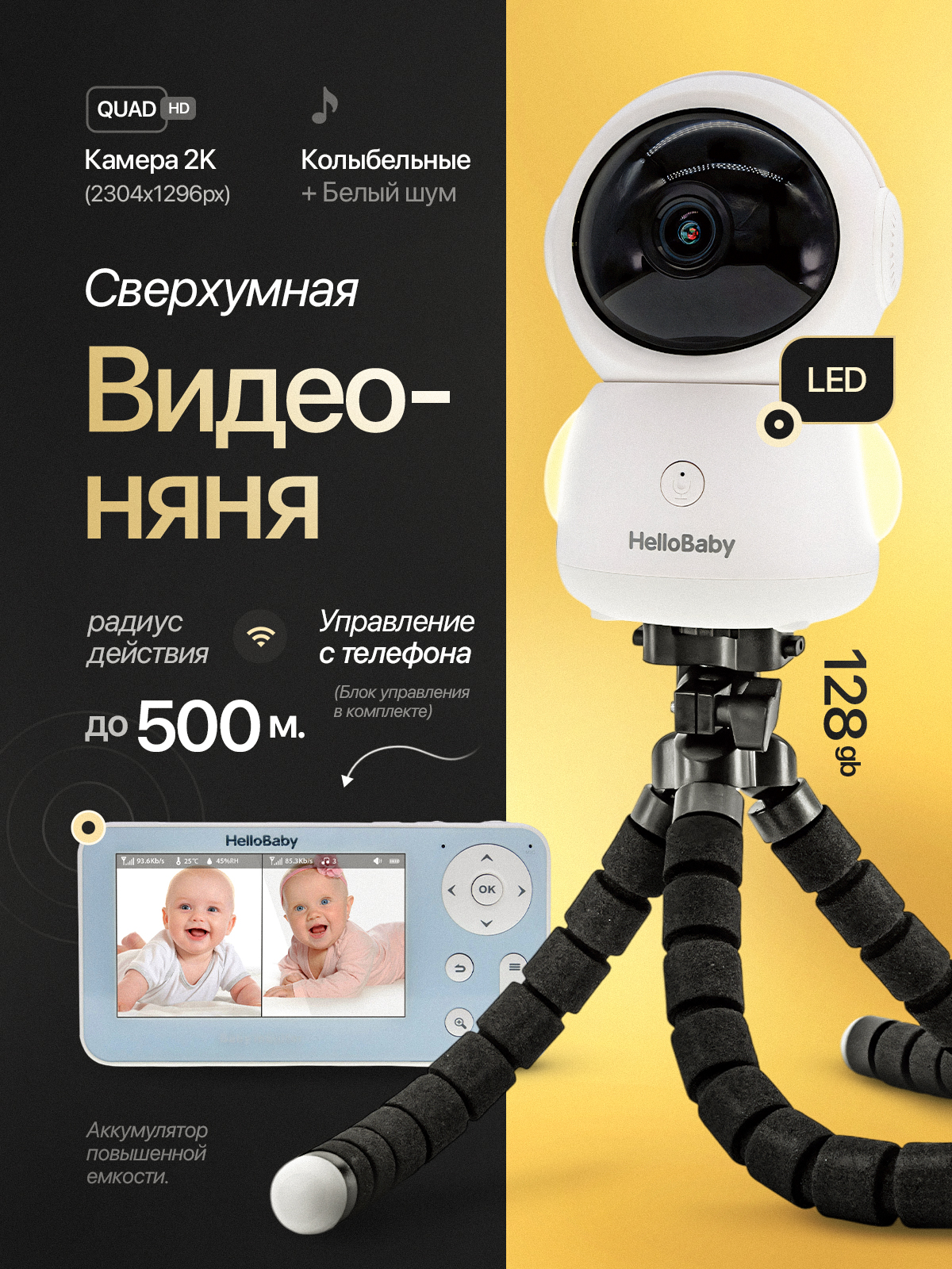 С креплениями дальность до 500 м. Hello Baby и с подключением к телефону - фото 2