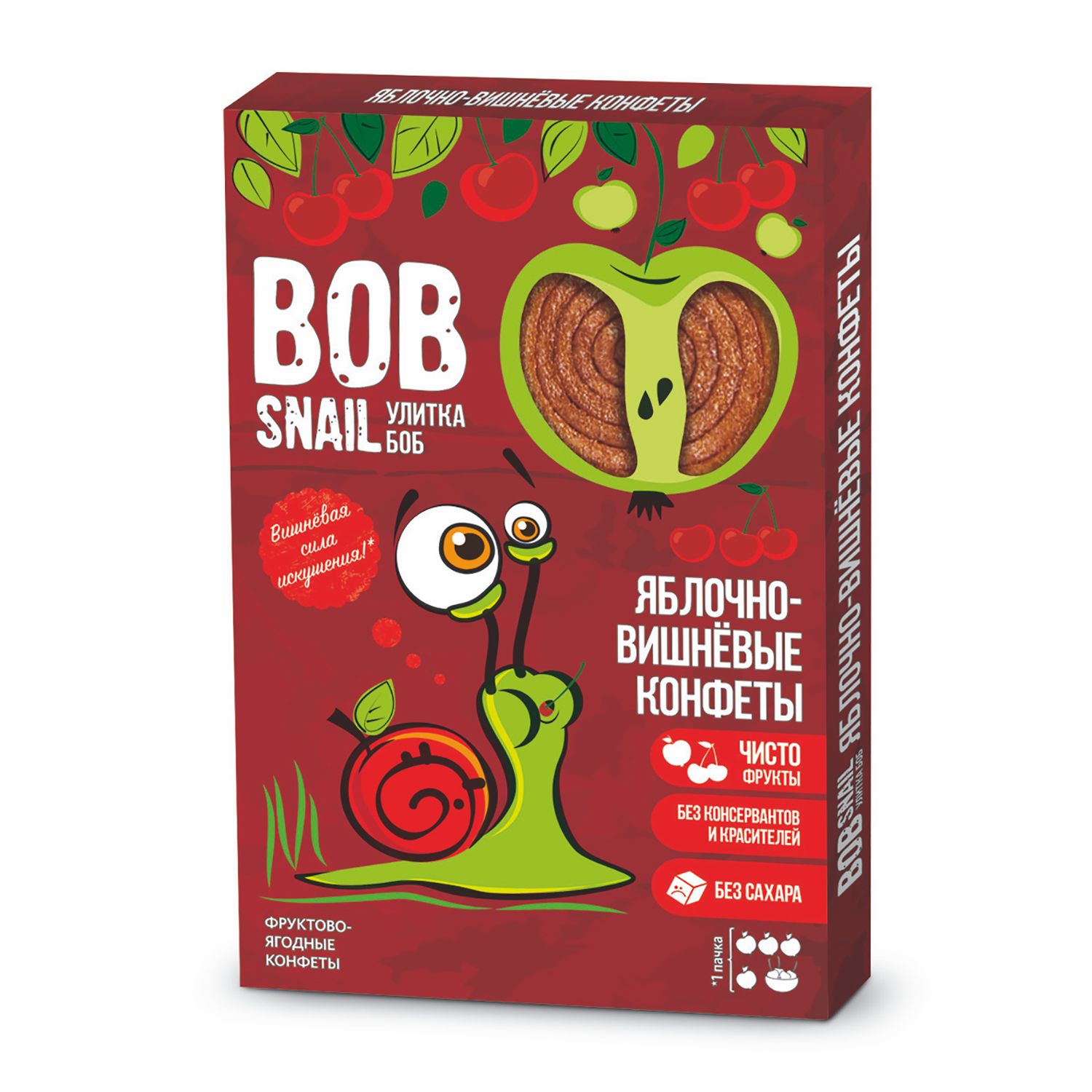 Конфеты Bob Snail натуральные без сахара яблоко-вишня 60г - фото 1