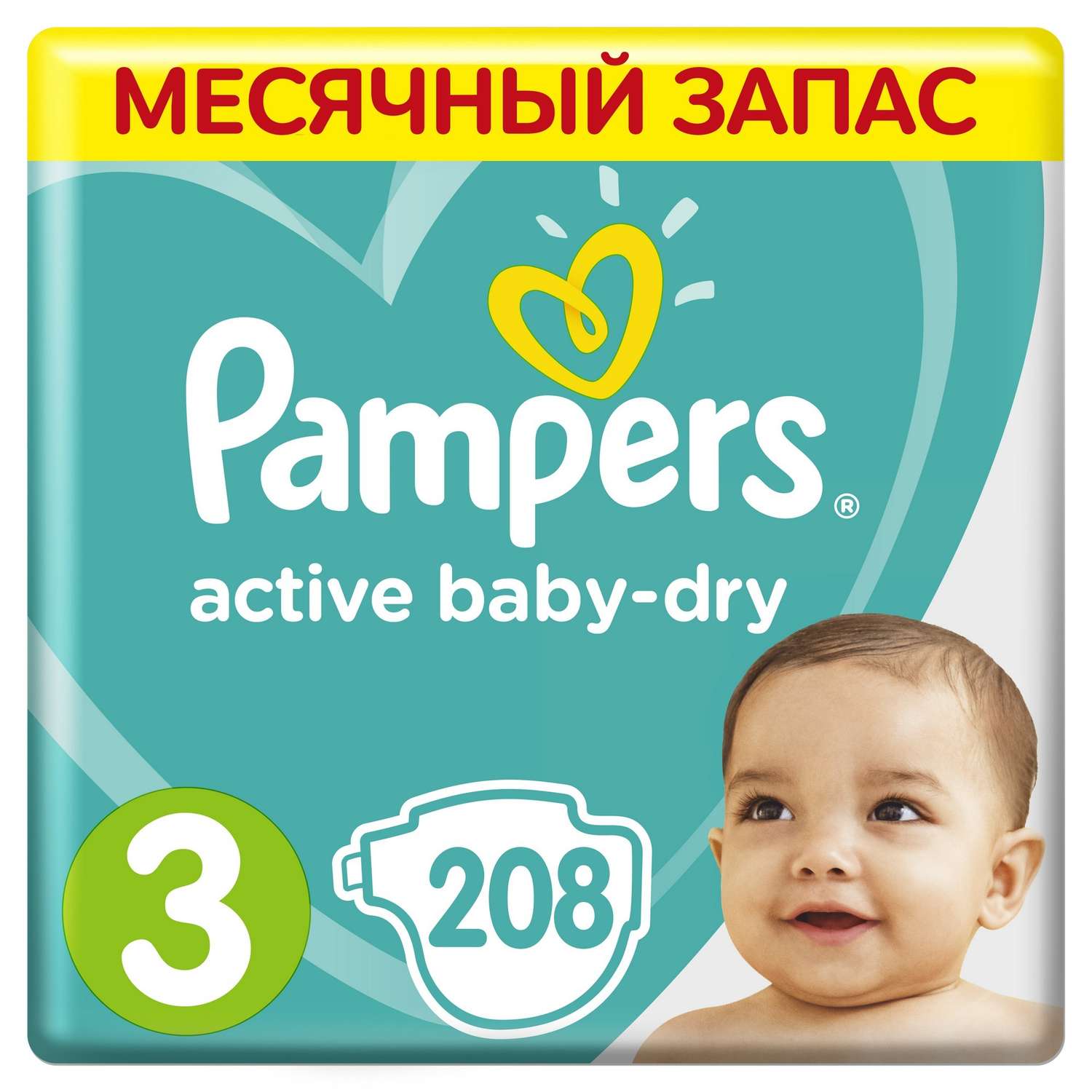 Подгузники Pampers Active Baby-Dry 3 6-10кг 208шт - фото 1
