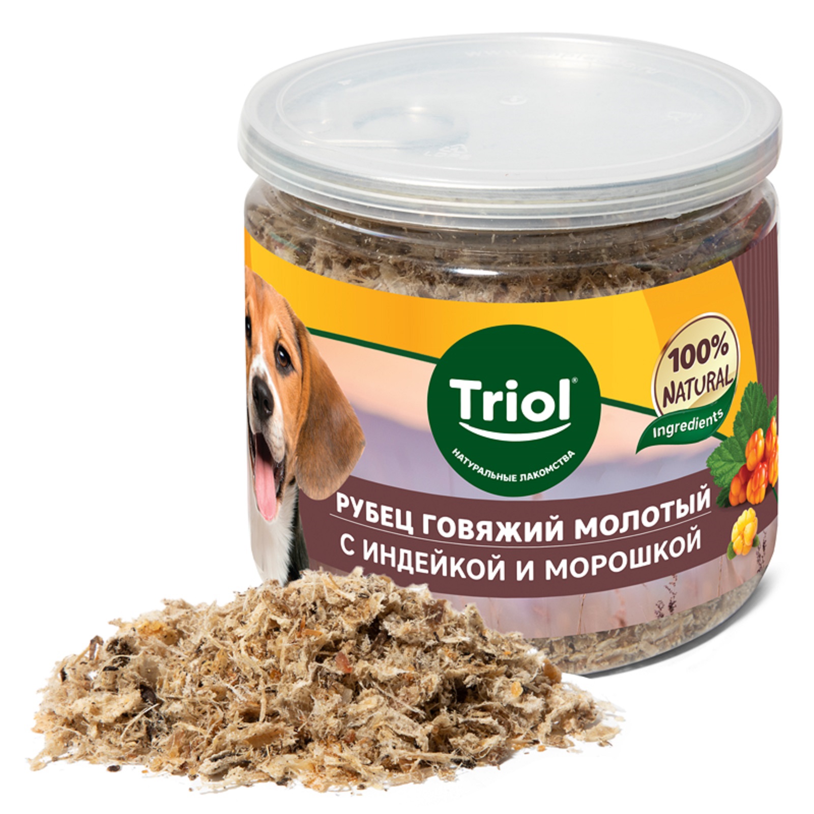 Аппетитная приправа Triol для собак из говяжьего рубца с индейкой и морошкой 100г - фото 1