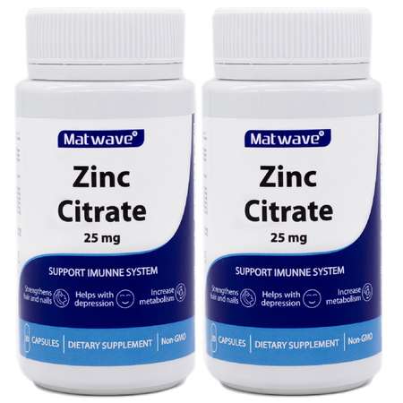 БАД Matwave Цинка Цитрат Zinc Citrate 25 мг 30 капсул комплект 2 банки