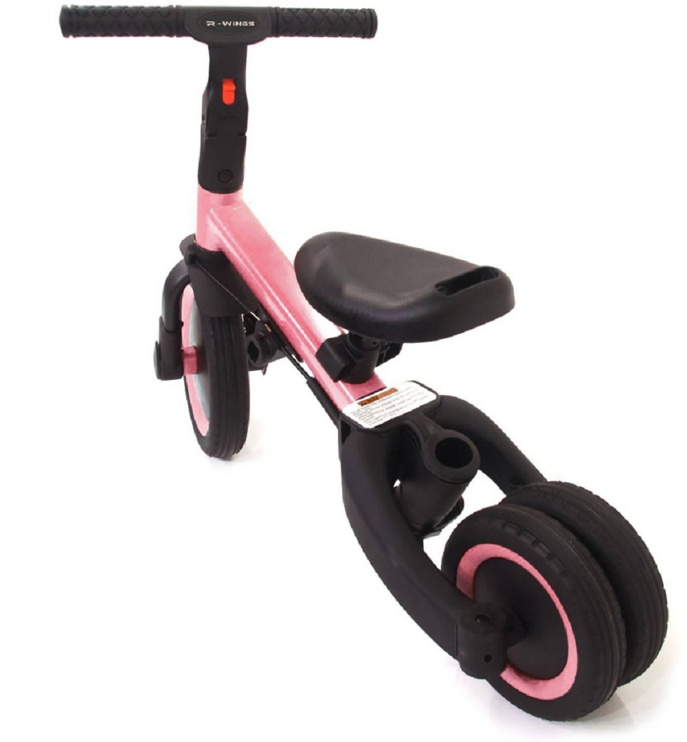 Беговел-велосипед R-Wings 4в1 с родительской ручкой розовый - фото 7