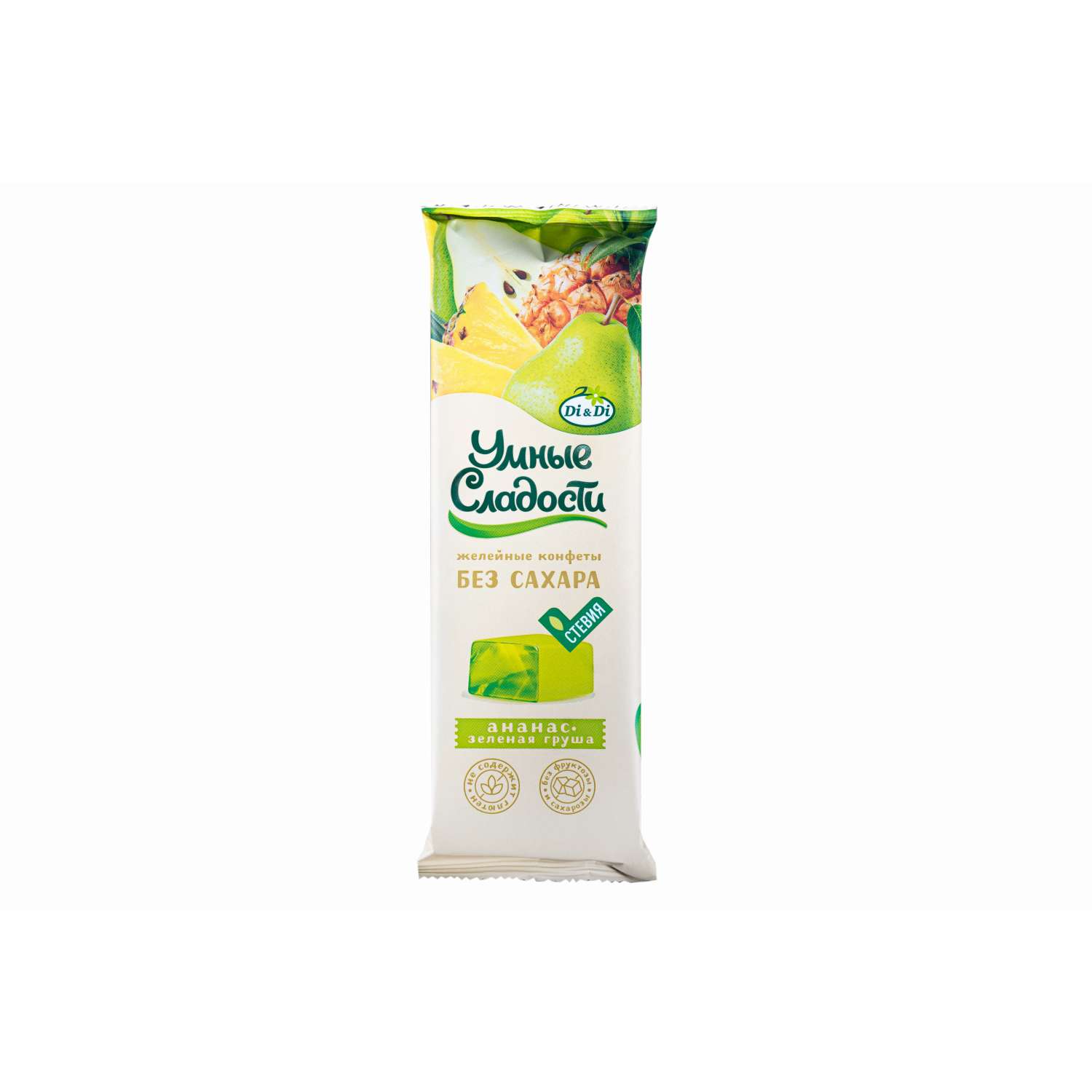 Конфеты без сахара Умные сладости желейные в глазури со вкусом ананас-зеленая груша 90г х 2 пачки - фото 1