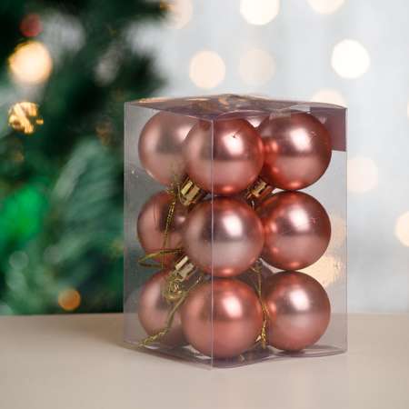 Набор елочных украшений BABY STYLE шары розовые матовые 4 см 12 шт