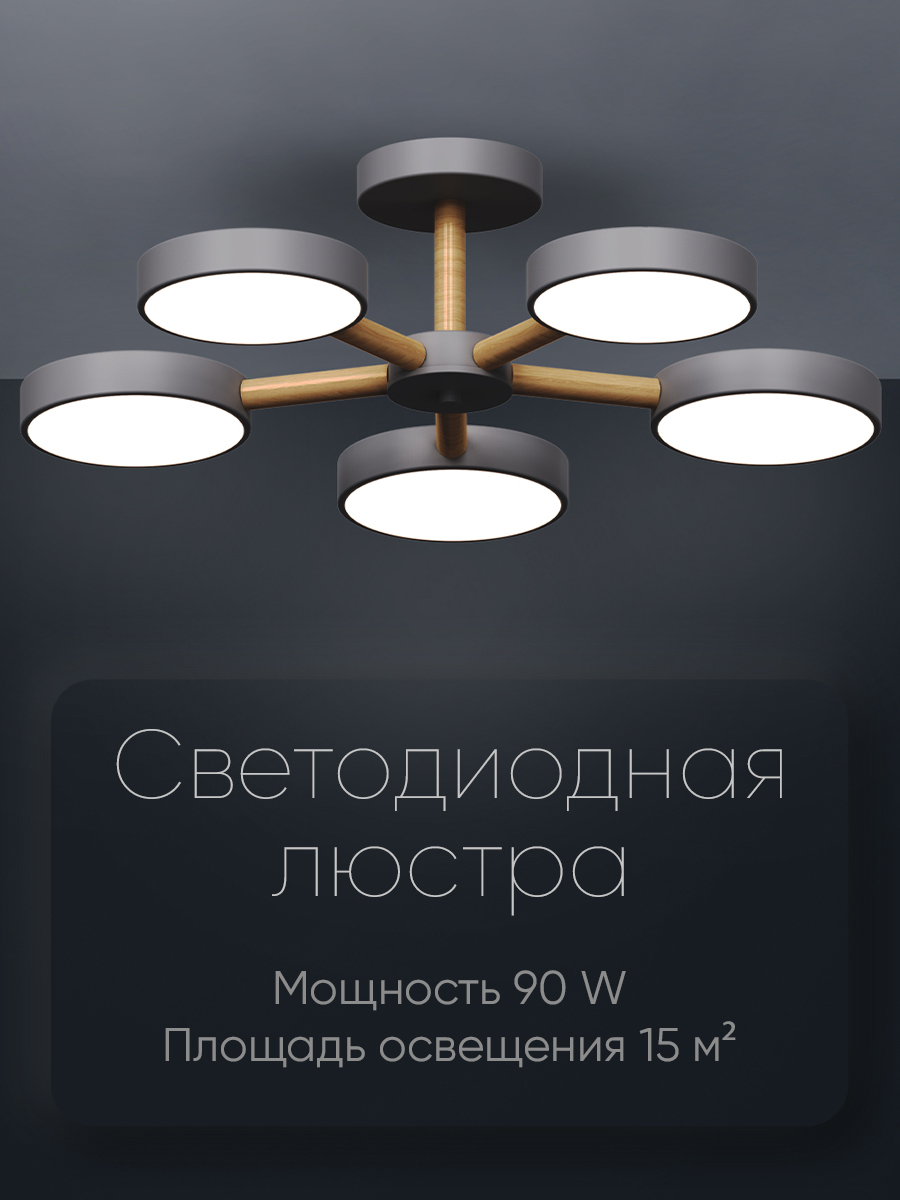 Светильник светодиодный Wedo Light потолочный 90W серый LED купить по цене  9840 ₽ в интернет-магазине Детский мир