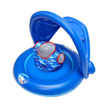 Круг надувной Uniglodis с навесом 2-IN-1 Baby Boat голубой