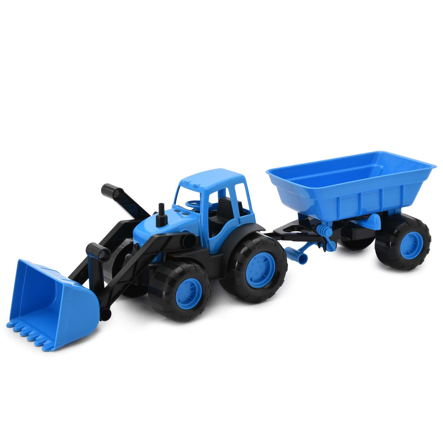 Трактор Zebratoys Active с ковшом и прицепом Синий 15-10173 15-10173 - фото 1