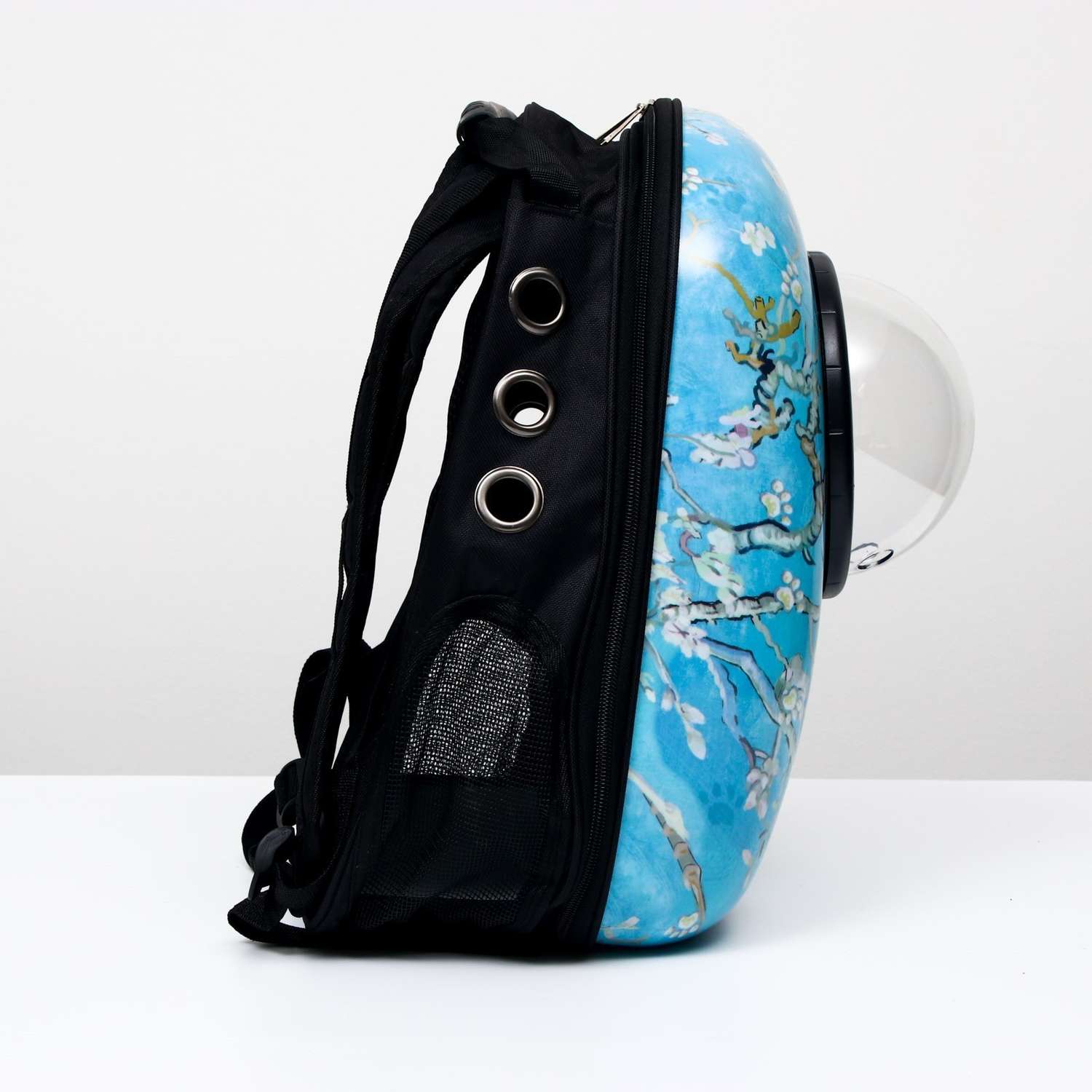 Рюкзак для переноски животных Пижон с окном для обзора «Лапки» голубой - фото 2