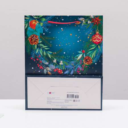 Пакет Sima-Land подарочный «Ночное небо с венком» 26×32×12 см