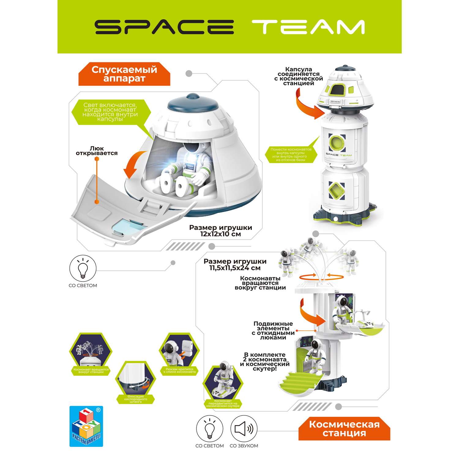 Игровой набор Space Team Космический 5 в 1 интерактивная игрушка Т21436 - фото 2