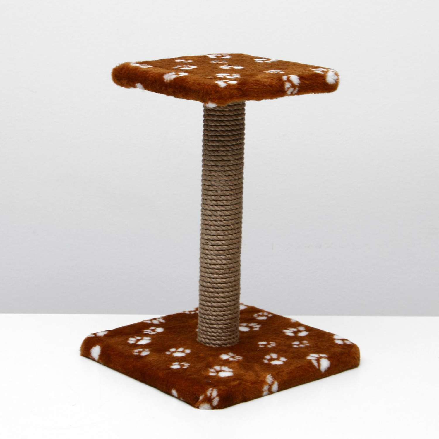Когтеточка Пижон Полка с подставкой 30х30х40 см джут коричневая с лапками - фото 1