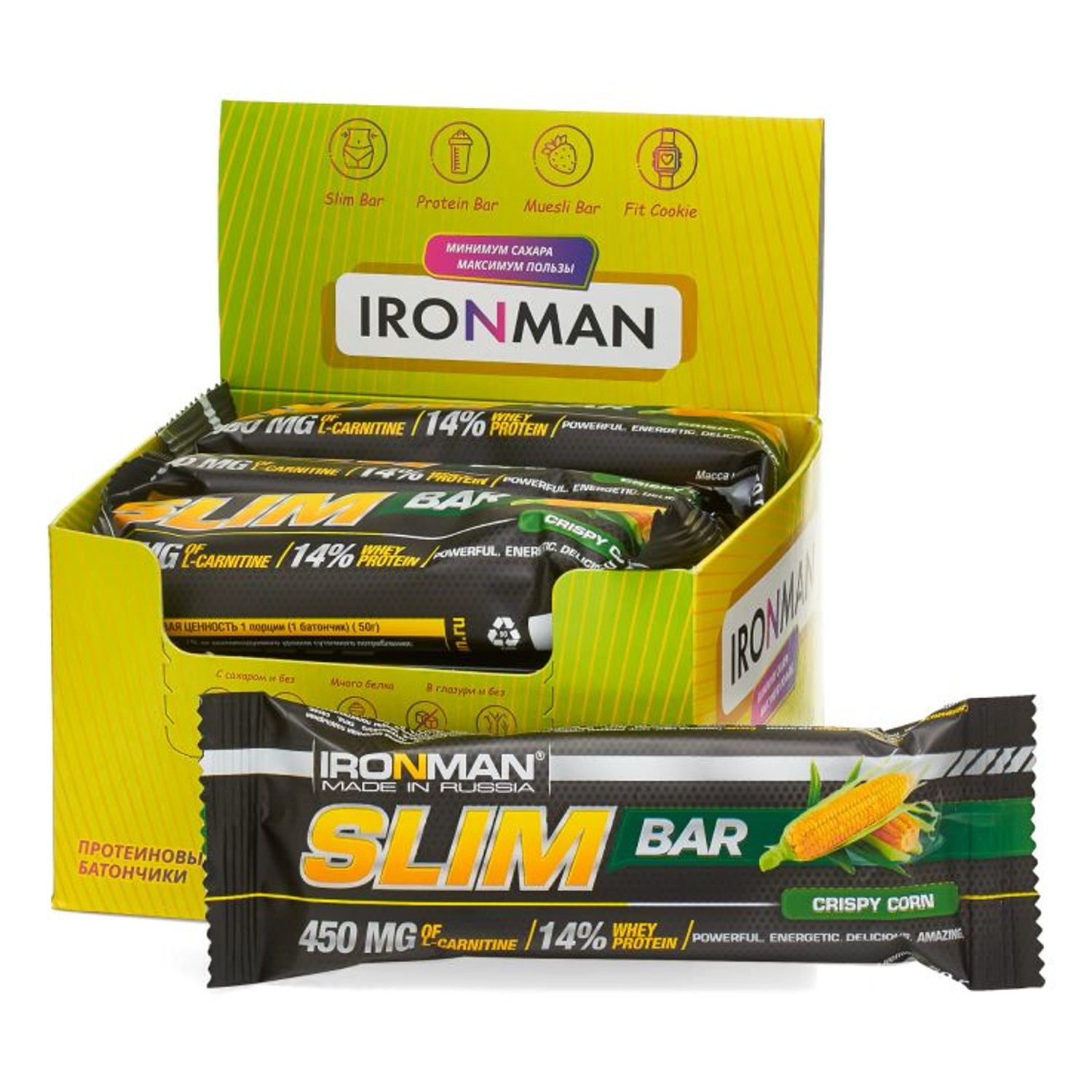 Продукт пищевой IronMan Slim Bar кукуруза 12*50г - фото 1