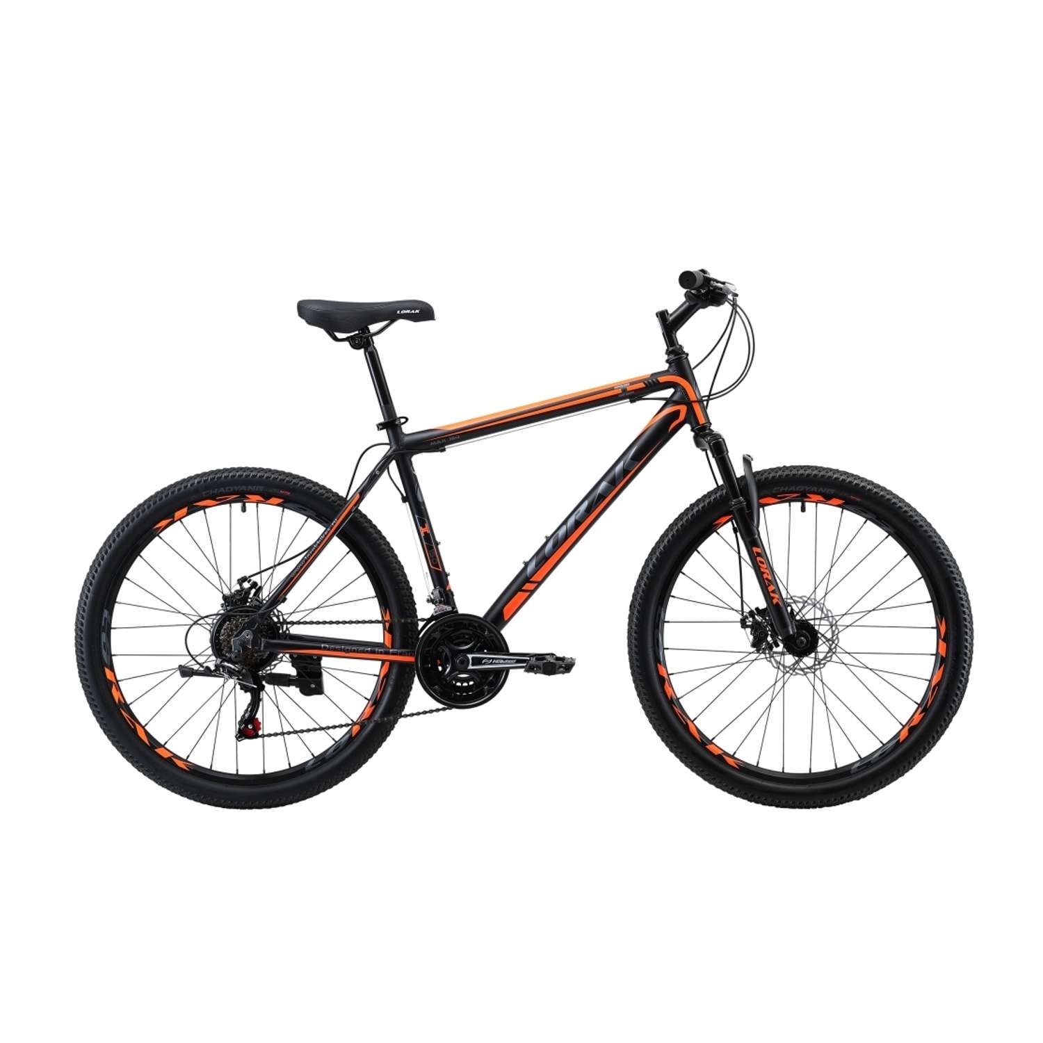 Велосипед горный Lorak Max 150 - 19р матовый чёрный/оранжевый - фото 1