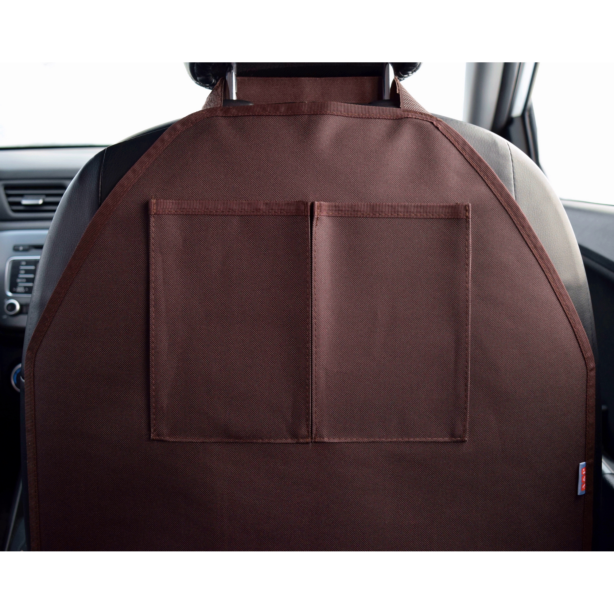 Накидка на спинку автосиденья А and P с карманами коричневая - фото 3