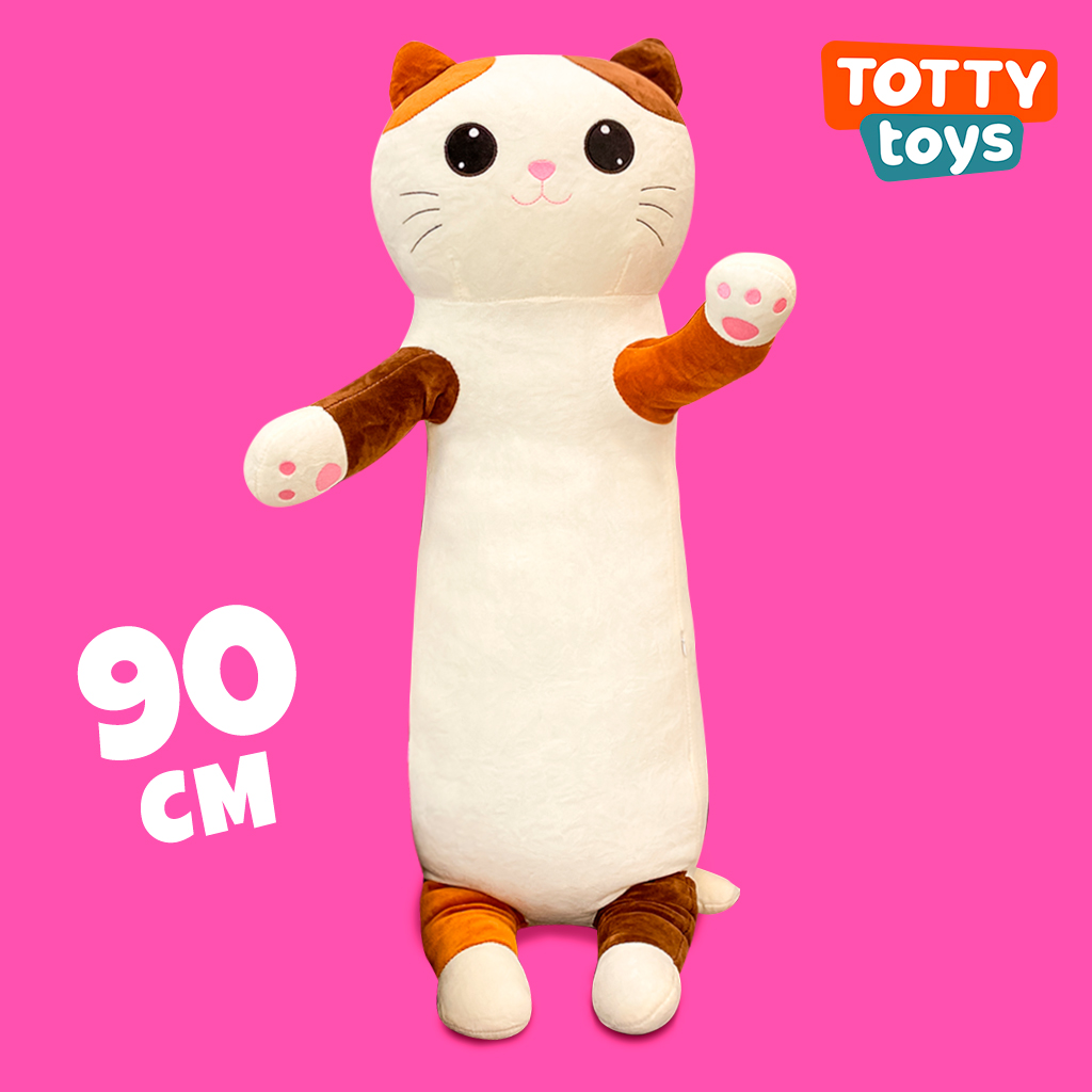 Мягкая игрушка TOTTY TOYS кот батон 90 см белый подушка антистресс - фото 1