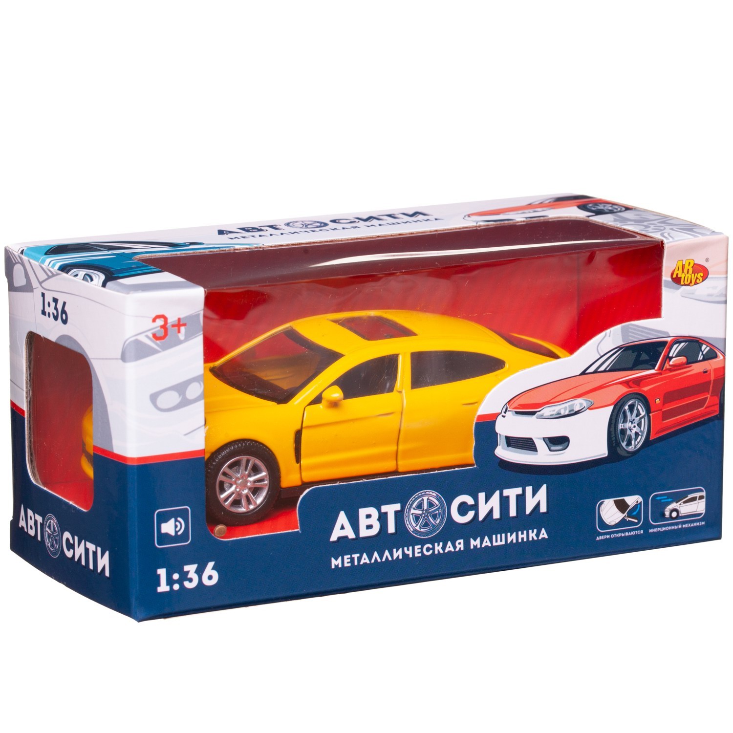 Автомобиль Abtoys АвтоСити 1:36 желтый C-00523/желтый - фото 3