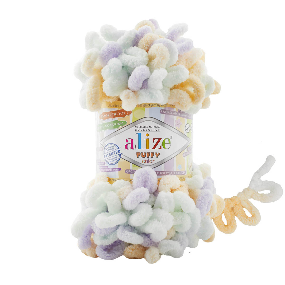 Пряжа для вязания Alize puffy color 100 г 9 м микрополиэстер плюшевая мягкая 6462 секционный 5 мотков - фото 8