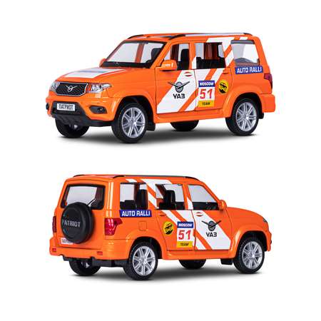 Машинка металлическая АВТОпанорама игрушка детская Уаз Patriot Rally оранжевый